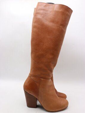 Office London Women's EU Size 40 Brown Leather Tall Boots Side Zip  pre-owned